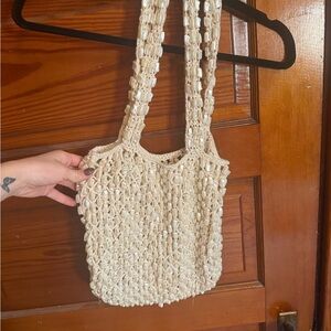 Elegant Cream Beaded Tote Bag